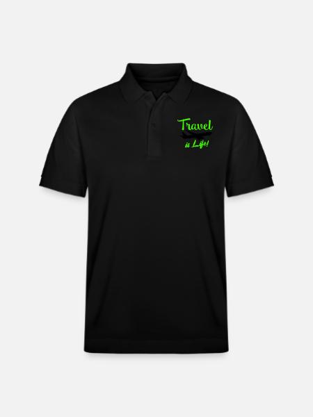 travel is life - Stanley/Stella Unisex Organic Polo Shirt PREPSTER - black