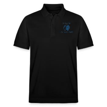 Ich kann nicht, ich bin um die Welt gereist:) - Stanley/Stella Unisex Bio-Poloshirt PREPSTER - Schwarz - Vorne - Roxy (174cm) & Andy (188cm)