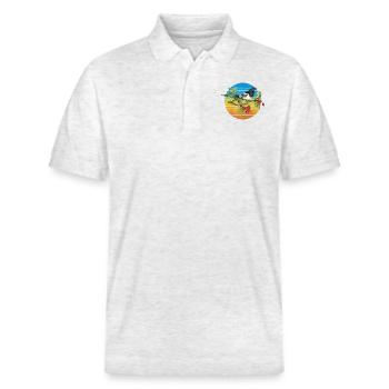 Bunter Vogel - Stanley/Stella Unisex Bio-Poloshirt PREPSTER - Weiß meliert - Vorne - Roxy (174cm) & Andy (188cm)