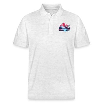Canada 22 (en anglais seulement) - Polo PREPSTER bio Stanley/Stella Unisexe - blanc chiné - Devant - Roxy (174cm) & Andy (188cm)