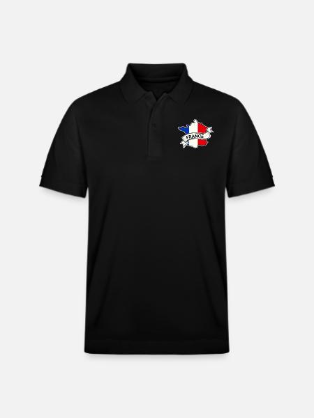 France - Flag - Map - Stanley/Stella Unisex Organic Polo Shirt PREPSTER - black