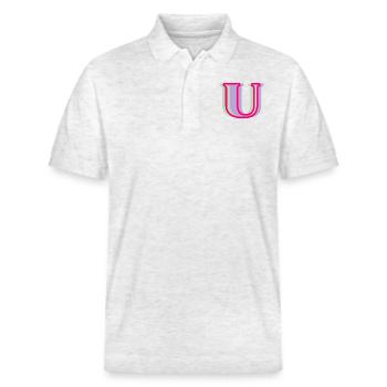Multicolored letter u - Stanley/Stella Unisex Organic Polo Shirt PREPSTER - heather white - Front - Roxy (174cm) & Andy (188cm)