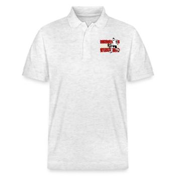 Soccer - Fußball - Austria Flag - Polo PREPSTER bio Stanley/Stella Unisexe - blanc chiné - Devant - Roxy (174cm) & Andy (188cm)