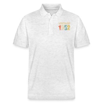 Vintage 1982 Retro - Best-seller - Polo PREPSTER bio Stanley/Stella Unisexe - blanc chiné - Devant - Roxy (174cm) & Andy (188cm)