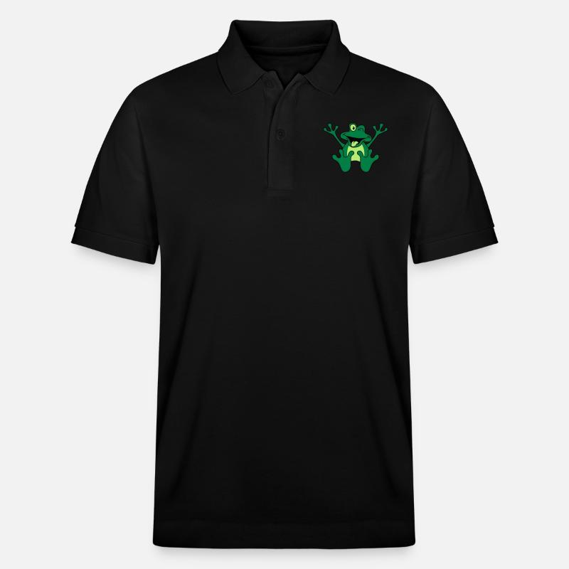 Funny Sitting Comic Frog - Stanley/Stella Unisex Bio-Poloshirt PREPSTER - Schwarz
