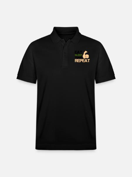 Biceps Eat Sleep Train - Stanley/Stella Unisex Organic Polo Shirt PREPSTER - black