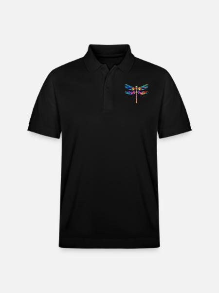 Bunte Libelle Insekt - Stanley/Stella Unisex Bio-Poloshirt PREPSTER - Schwarz