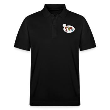 Fußball verbindet Welten- Die Hüter von Orbis - Stanley/Stella Unisex Bio-Poloshirt PREPSTER - Schwarz - Vorne - Roxy (174cm) & Andy (188cm)