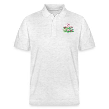 Tropische Flamingo-Braut - Stanley/Stella Unisex Bio-Poloshirt PREPSTER - Weiß meliert - Vorne - Roxy (174cm) & Andy (188cm)
