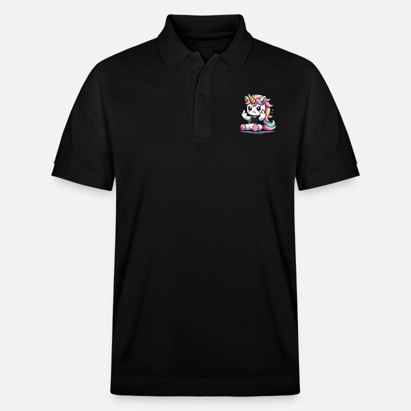 Rebellisches Einhorn flippt ab - Stanley/Stella Unisex Bio-Poloshirt PREPSTER - Schwarz