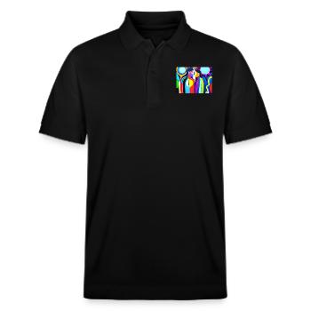 Kulturelle Vielfalt abstrakt - Stanley/Stella Unisex Bio-Poloshirt PREPSTER - Schwarz - Vorne - Roxy (174cm) & Andy (188cm)