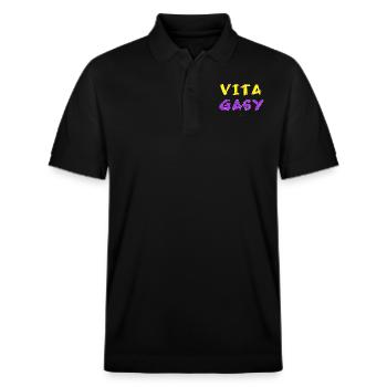 MDG Vita Gasy 01 - Polo PREPSTER bio Stanley/Stella Unisexe - noir - Devant - Roxy (174cm) & Andy (188cm)