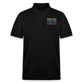 Minimalismus ist nichts für mich... Ätherische Öle - Stanley/Stella Unisex Bio-Poloshirt PREPSTER - Schwarz - Vorne - Roxy (174cm) & Andy (188cm)