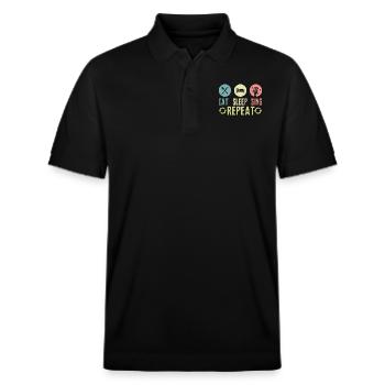 Eat Sleep Sing Repeat Singer Singing - Stanley/Stella Unisex Bio-Poloshirt PREPSTER - Schwarz - Vorne - Roxy (174cm) & Andy (188cm)