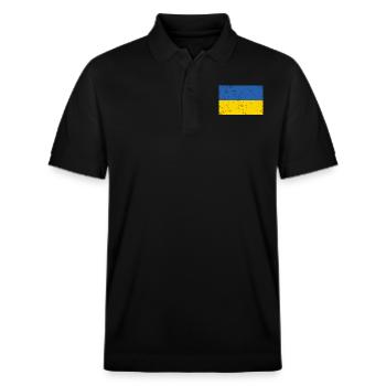 Ukraine Flag Distressed - Stanley/Stella Unisex Organic Polo Shirt PREPSTER - black - Front - Roxy (174cm) & Andy (188cm)