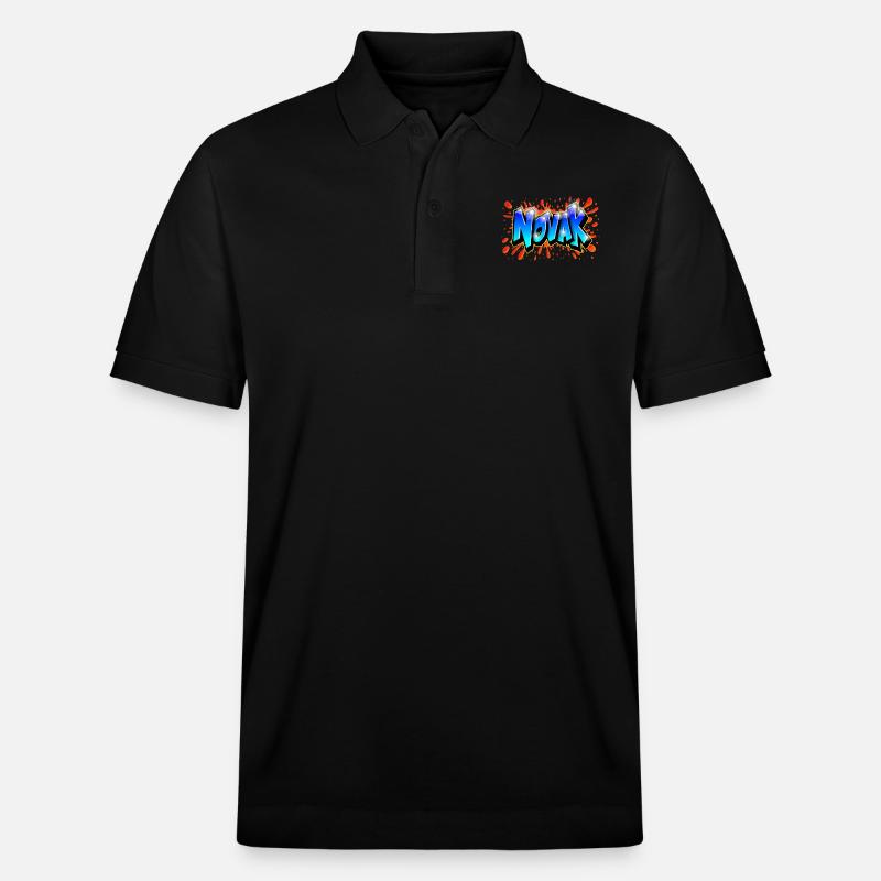 NOVAK Graffiti Name - Polo PREPSTER bio Stanley/Stella Unisexe - noir