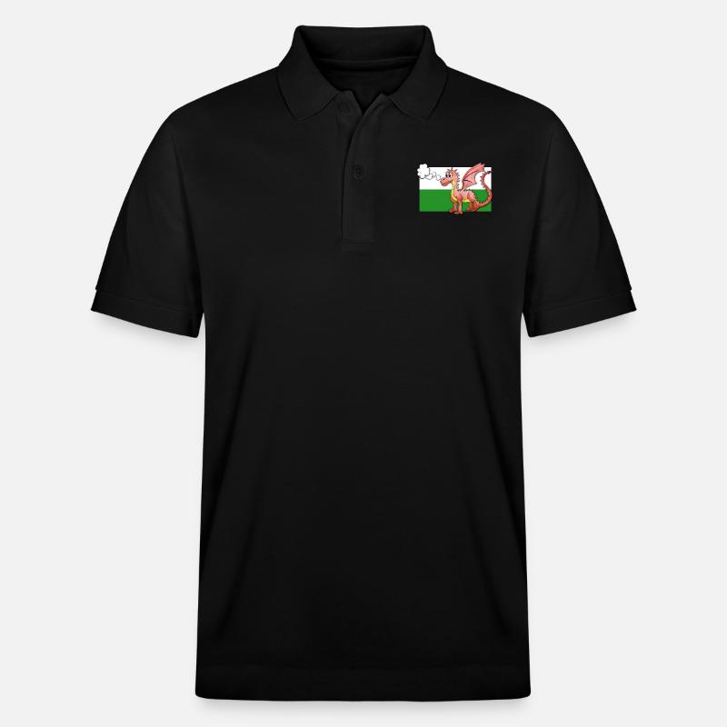 Puffing Welsh Dragon - Gregory - Stanley/Stella Unisex Organic Polo Shirt PREPSTER - black