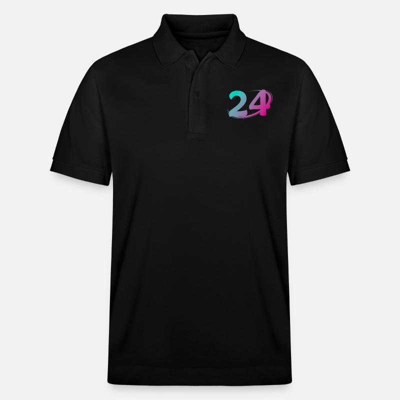 Nummer 24 mehrfarbig - Stanley/Stella Unisex Bio-Poloshirt PREPSTER - Schwarz