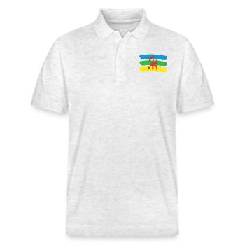 AMAZIGH BERBER YIFINAGH FLAGGE - Stanley/Stella Unisex Bio-Poloshirt PREPSTER - Weiß meliert - Vorne - Roxy (174cm) & Andy (188cm)