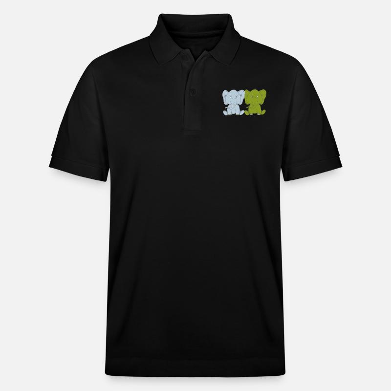 zwei elefanten babies - Stanley/Stella Unisex Bio-Poloshirt PREPSTER - Schwarz