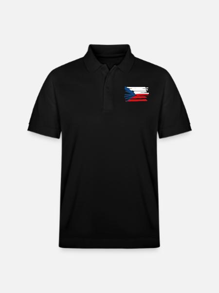 Czech Republic Flag - Modern Art - Stanley/Stella Unisex Organic Polo Shirt PREPSTER - black