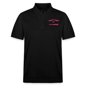 Gottes Freund - Aller Welt Feind - Stanley/Stella Unisex Bio-Poloshirt PREPSTER - Schwarz - Vorne - Roxy (174cm) & Andy (188cm)