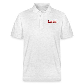 Give Me Love Not Money - Stanley/Stella Unisex Organic Polo Shirt PREPSTER - heather white - Front - Roxy (174cm) & Andy (188cm)