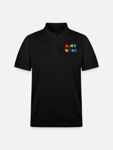 Retro Regenbogen Liebe - Stanley/Stella Unisex Bio-Poloshirt PREPSTER - Schwarz