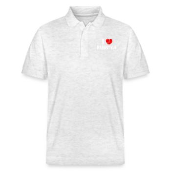 I Love Hardstyle - Stanley/Stella Unisex Organic Polo Shirt PREPSTER - heather white - Front - Roxy (174cm) & Andy (188cm)
