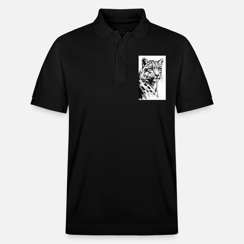 Schneeleopard | Leopard | Raubtier - Stanley/Stella Unisex Bio-Poloshirt PREPSTER - Schwarz
