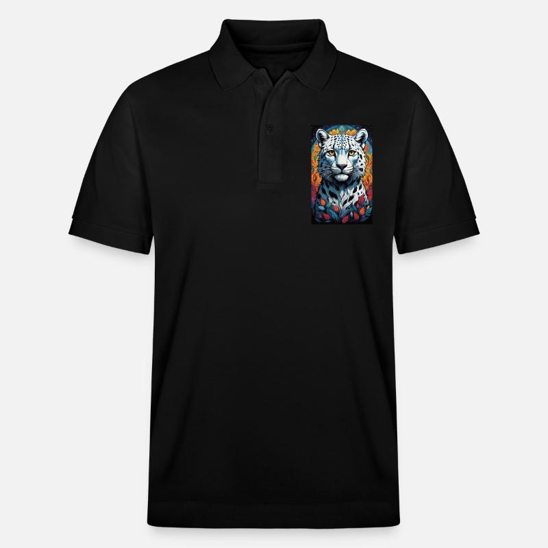 Snow Leopard | Leopard | Predator - Stanley/Stella Unisex Organic Polo Shirt PREPSTER - black