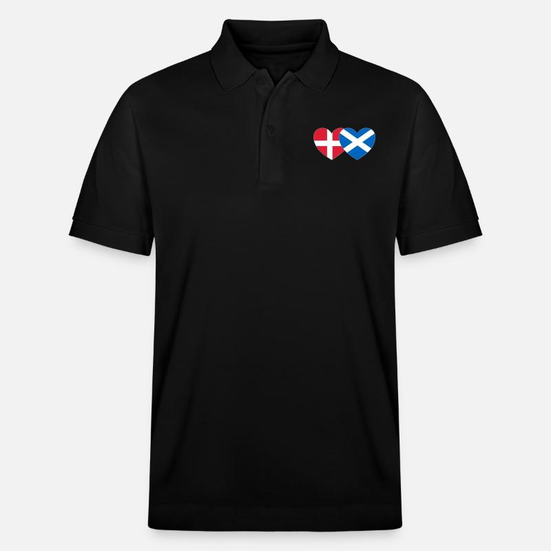 Danemark Écosse Flag Heart - Polo PREPSTER bio Stanley/Stella Unisexe - noir