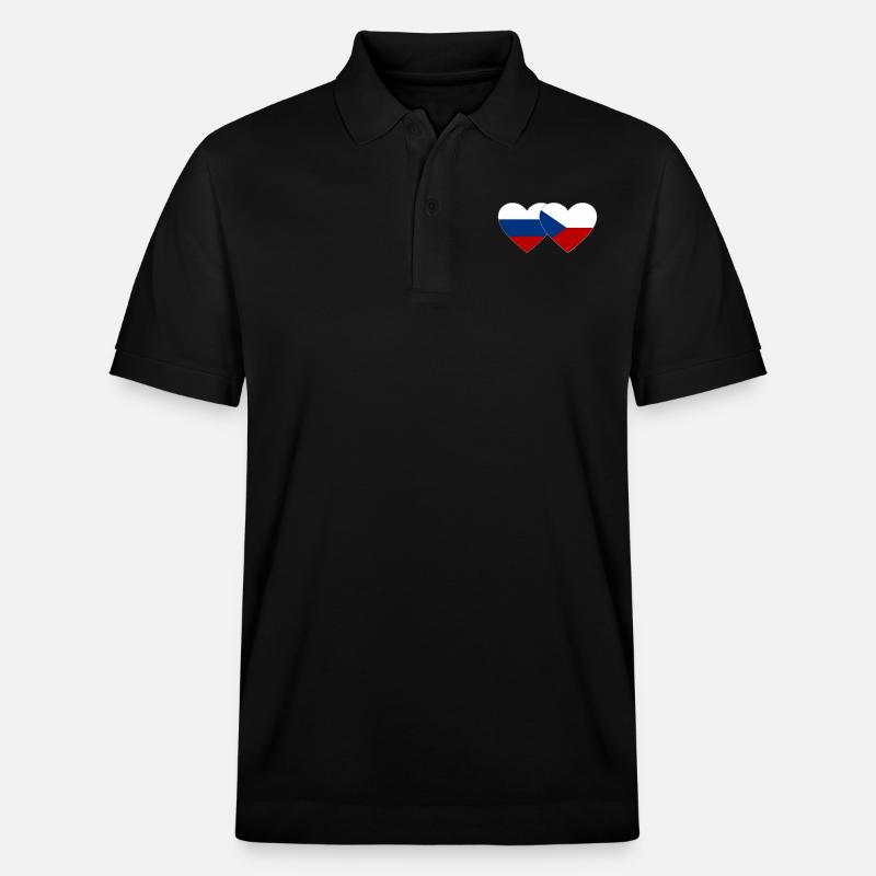 Russie République tchèque Drapeau Coeur - Polo PREPSTER bio Stanley/Stella Unisexe - noir