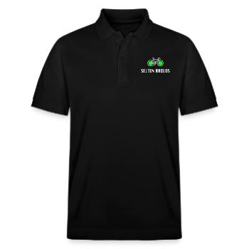 Selten Radlos Spruch Fahrrad - Stanley/Stella Unisex Bio-Poloshirt PREPSTER - Schwarz - Vorne - Roxy (174cm) & Andy (188cm)