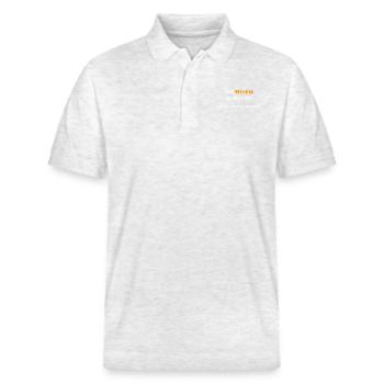 Im Osten geboren und stolz drauf! - Stanley/Stella Unisex Bio-Poloshirt PREPSTER - Weiß meliert - Vorne - Roxy (174cm) & Andy (188cm)