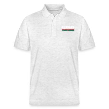 Hungary Vintage Ungarn Ungarische Flagge - Stanley/Stella Unisex Bio-Poloshirt PREPSTER - Weiß meliert - Vorne - Roxy (174cm) & Andy (188cm)
