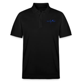Angeln Herzschlag Angler - Stanley/Stella Unisex Bio-Poloshirt PREPSTER - Schwarz - Vorne - Roxy (174cm) & Andy (188cm)