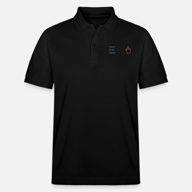 Lustige SQL-Abfrage: 8-Bit-Mittelfinger für Geeks - Stanley/Stella Unisex Bio-Poloshirt PREPSTER - Schwarz