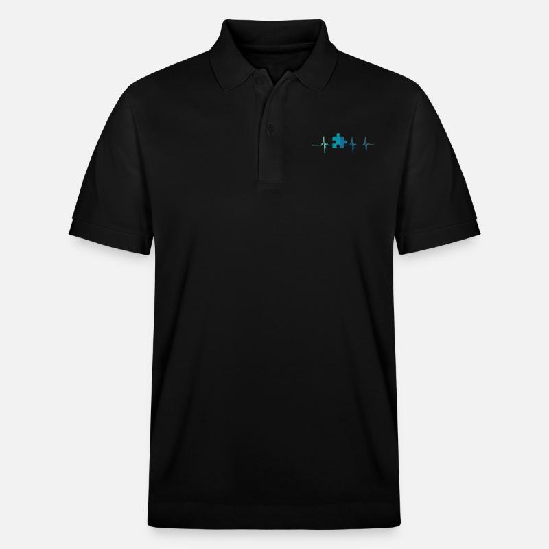 Herzschlag-Autismus-Rätsel - Stanley/Stella Unisex Bio-Poloshirt PREPSTER - Schwarz