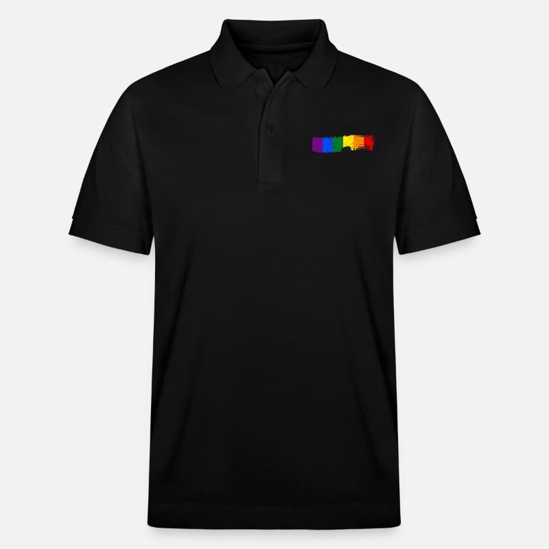 Coup de pinceau drapeau arc-en-ciel - Polo PREPSTER bio Stanley/Stella Unisexe - noir