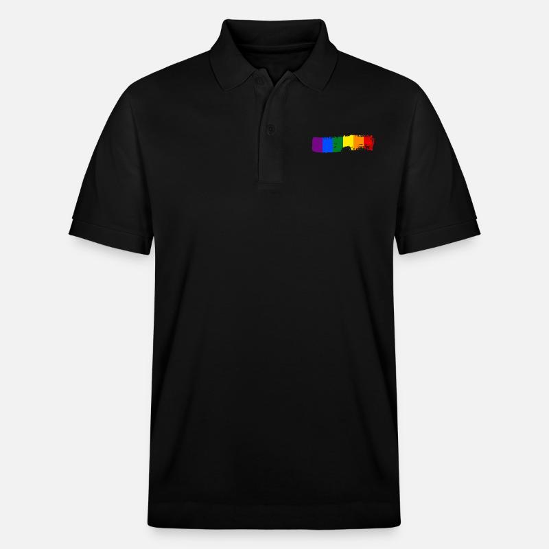 Coup de pinceau drapeau arc-en-ciel - Polo PREPSTER bio Stanley/Stella Unisexe - noir
