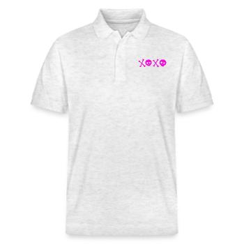 Crânes roses XOXO - Polo PREPSTER bio Stanley/Stella Unisexe - blanc chiné - Devant - Roxy (174cm) & Andy (188cm)