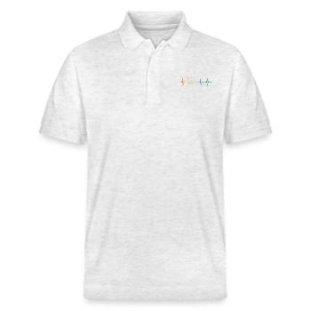 Allah heartbeat - Stanley/Stella Unisex Organic Polo Shirt PREPSTER - heather white - Front - Roxy (174cm) & Andy (188cm)