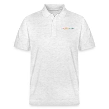 Heartbeat Retro Breeder - Stanley/Stella Unisex Organic Polo Shirt PREPSTER - heather white - Front - Roxy (174cm) & Andy (188cm)