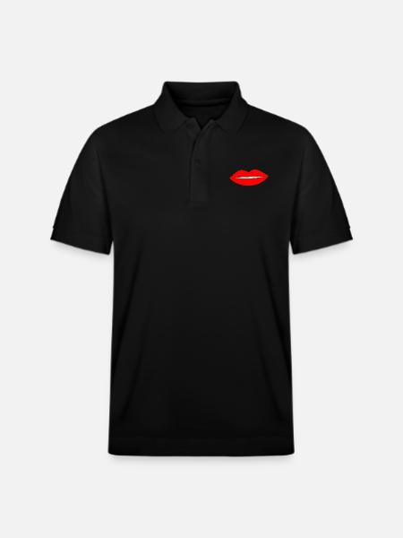 Kissing Lips Lipstick Lips - Stanley/Stella Unisex Organic Polo Shirt PREPSTER - black