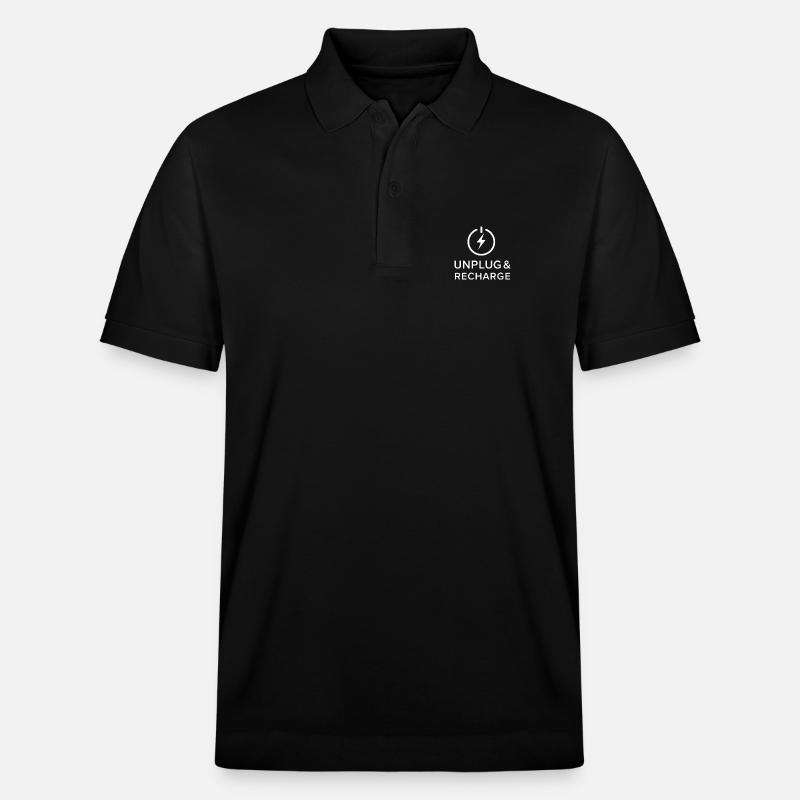 UNPLUG & RECHARGE. - Stanley/Stella Unisex Organic Polo Shirt PREPSTER - black