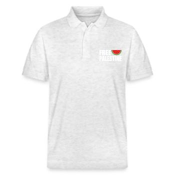 Free palestine - Stanley/Stella Unisex Organic Polo Shirt PREPSTER - heather white - Front - Roxy (174cm) & Andy (188cm)