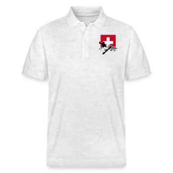 Snowboarding - Swiss Flag - Stanley/Stella Unisex Bio-Poloshirt PREPSTER - Weiß meliert - Vorne - Roxy (174cm) & Andy (188cm)