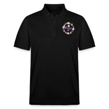 Peace - Stanley/Stella Unisex Bio-Poloshirt PREPSTER - Schwarz - Vorne - Roxy (174cm) & Andy (188cm)