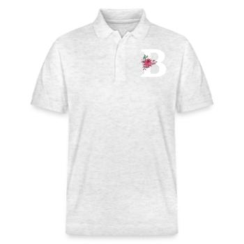 Floral letter b - Stanley/Stella Unisex Organic Polo Shirt PREPSTER - heather white - Front - Roxy (174cm) & Andy (188cm)